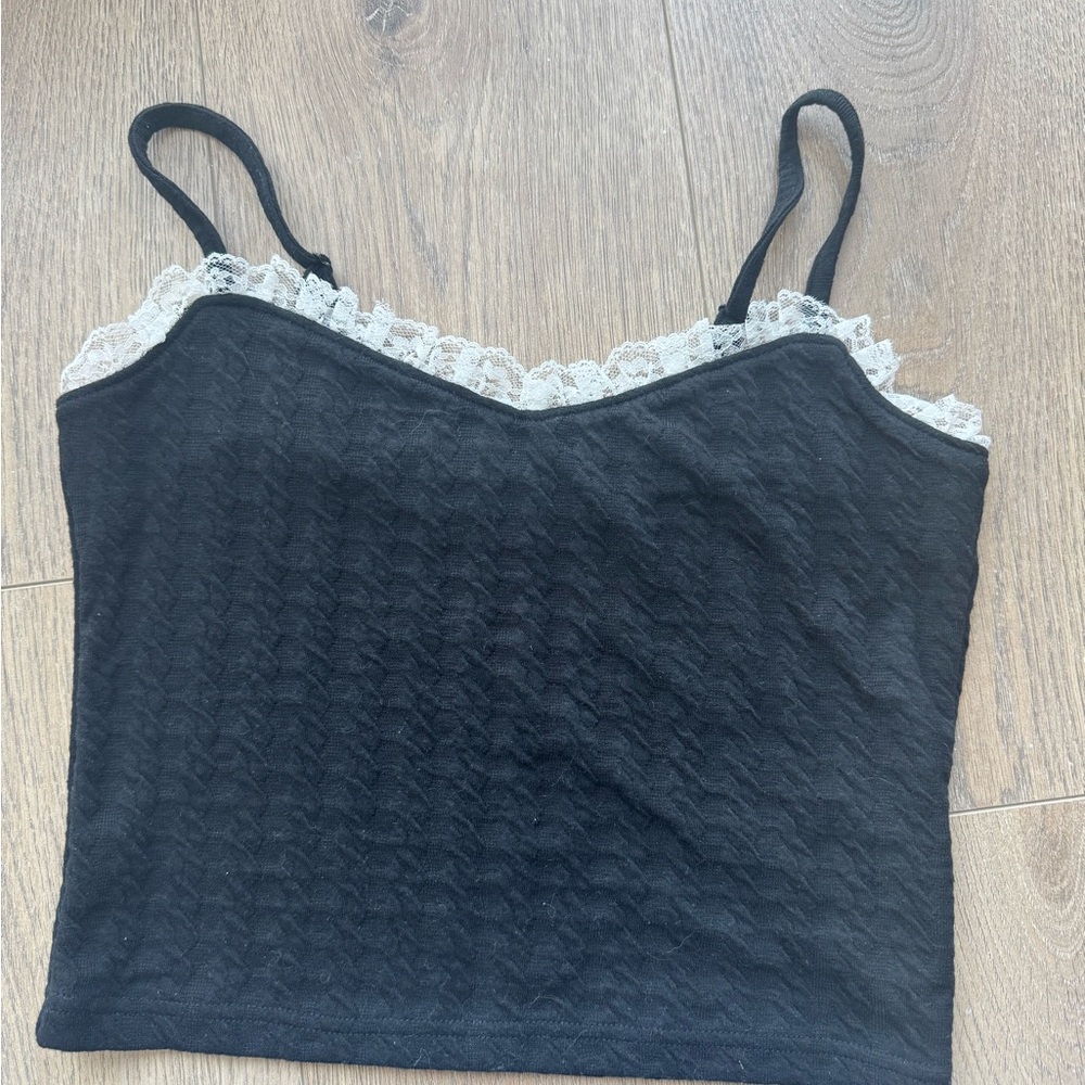 Black Lace Trim Camisole from Ank Rouge